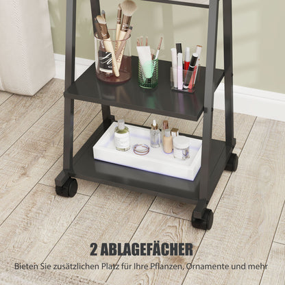 Full-Length Mirror, 42 x 155 cm Floor Mirror with Shelf, Standing Mirror with Wheels, Freestanding Mirror for Bedroom, Living Room, Black