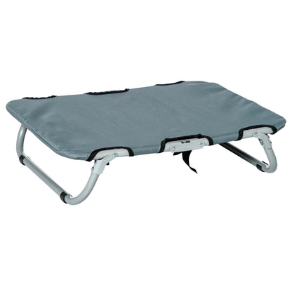 Outdoor Dog Cot, Foldable Elevated Pet Bed for Small Dogs, Cooling Pet Cot with Steel Frame, Pet Bed for Outdoor Camping, 59 x 46 x 15 cm, Gray