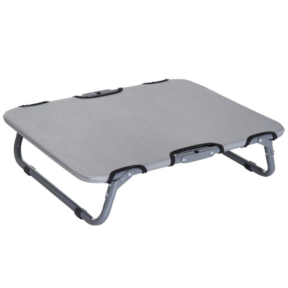 Outdoor Dog Cot, Foldable Elevated Pet Bed for Small Dogs, Cooling Pet Cot with Steel Frame, Pet Bed for Outdoor Camping, 59 x 46 x 15 cm, Gray