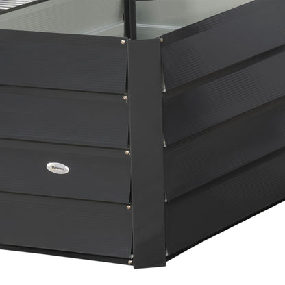 L-shaped corner garden planter without base - 115 x 115 x 44 cm dark gray galvanized steel