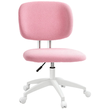 Office Chair, Ergonomic Desk Chair, Height Adjustable Computer Chair without Armrest, Swivel Chair for Study Room, Velvet, Pink