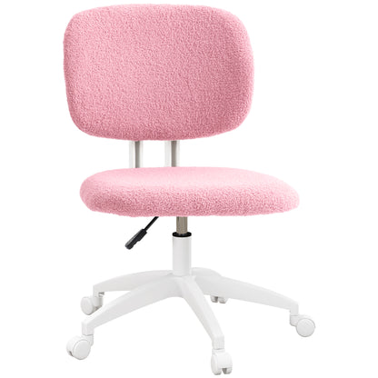 Office Chair, Ergonomic Desk Chair, Height Adjustable Computer Chair without Armrest, Swivel Chair for Study Room, Velvet, Pink