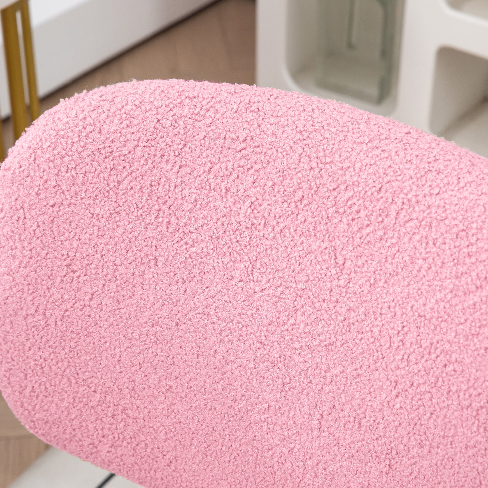 Office Chair, Ergonomic Desk Chair, Height Adjustable Computer Chair without Armrest, Swivel Chair for Study Room, Velvet, Pink