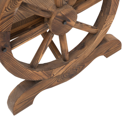 2-Seater Solid Wood Garden Bench with Armrest, Bench with Wagon Wheel Design, Garden Furniture 250kg Capacity, Rustic Bench, 114 x 58 x 80 cm, Brown