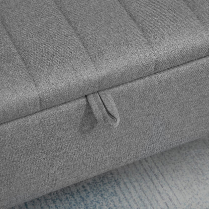 Storage Bench with Upholstered Seat, Ottoman with Steel Legs, Storage Chest for Living Room Bedroom Hallway 102 x 40 x 44 cm, Gray