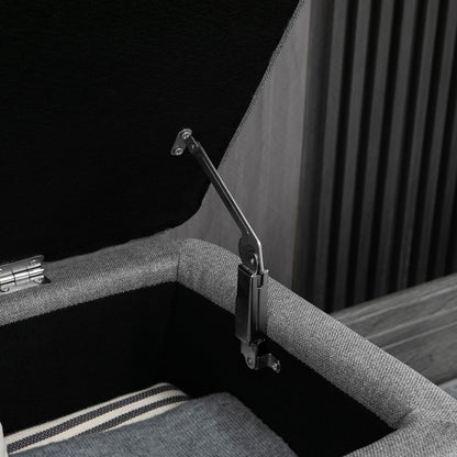 Storage Bench with Upholstered Seat, Ottoman with Steel Legs, Storage Chest for Living Room Bedroom Hallway 102 x 40 x 44 cm, Gray