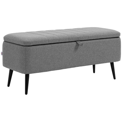Storage Bench with Upholstered Seat, Ottoman with Steel Legs, Storage Chest for Living Room Bedroom Hallway 102 x 40 x 44 cm, Gray