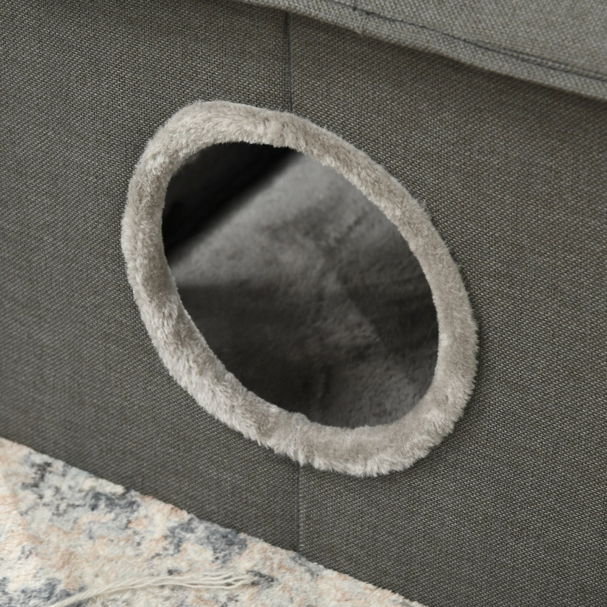 Cat Cave, Cat House with Cushion, Scratching Board, Two Doors, XXL Cat Hut Dog House Dog Cave, Cat Bed for Cats up to 5 kg, Gray, 39 x 43.5 x 40.5 cm