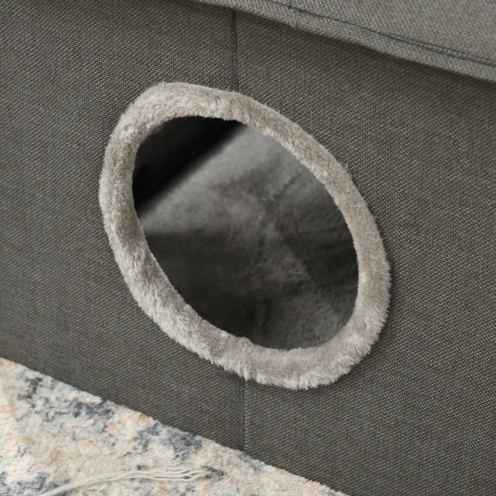 Cat Cave, Cat House with Cushion, Scratching Board, Two Doors, XXL Cat Hut Dog House Dog Cave, Cat Bed for Cats up to 5 kg, Gray, 39 x 43.5 x 40.5 cm