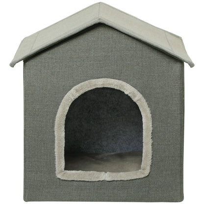 Cat Cave, Cat House with Cushion, Scratching Board, Two Doors, XXL Cat Hut Dog House Dog Cave, Cat Bed for Cats up to 5 kg, Gray, 39 x 43.5 x 40.5 cm