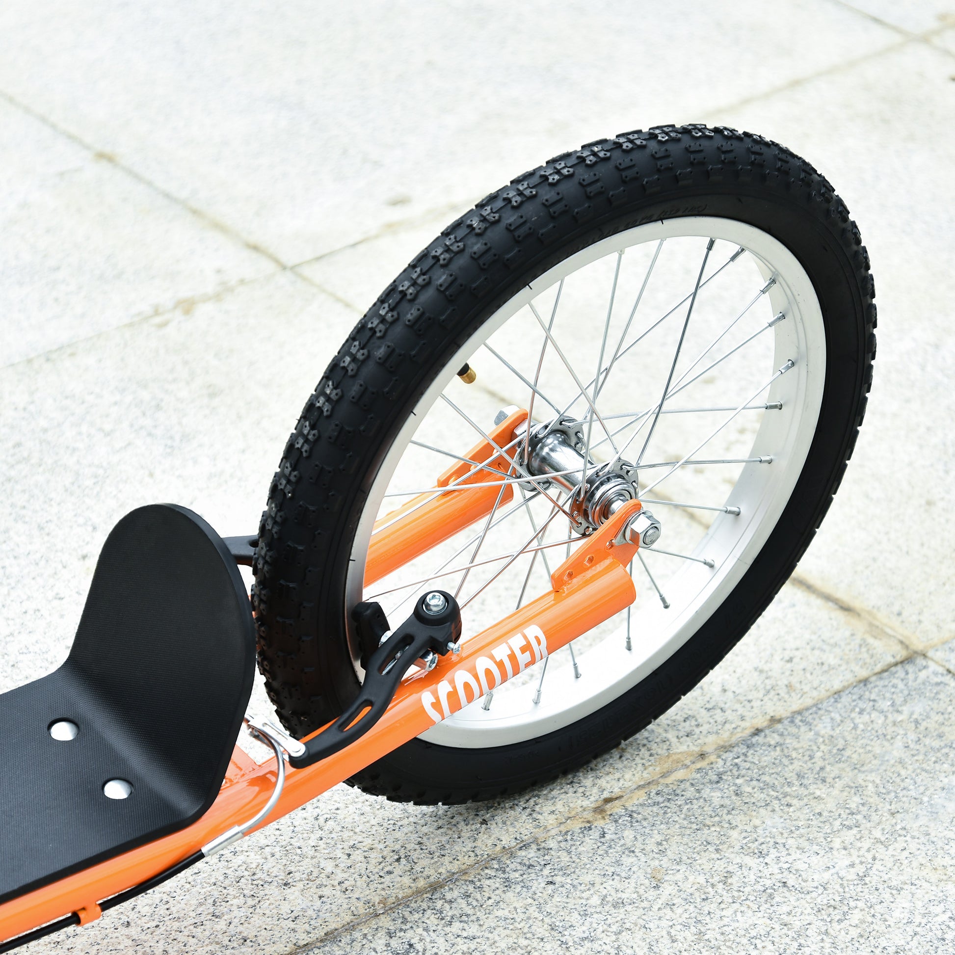 Kids Scooter for +5 Years and Adolescents with Adjustable Height Handlebar 2 Inflatable Rubber Tires with Dual Brake Wheels 16" Load 100 kg 139x58x90-96 cm Orange