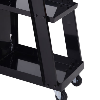 Welding Cart, Welding Mobile with 3 Shelves, Gas Bottle Holder with Safety Chain, Cart for Welding Machines for Manual Welding, Argon Arc Welding Black