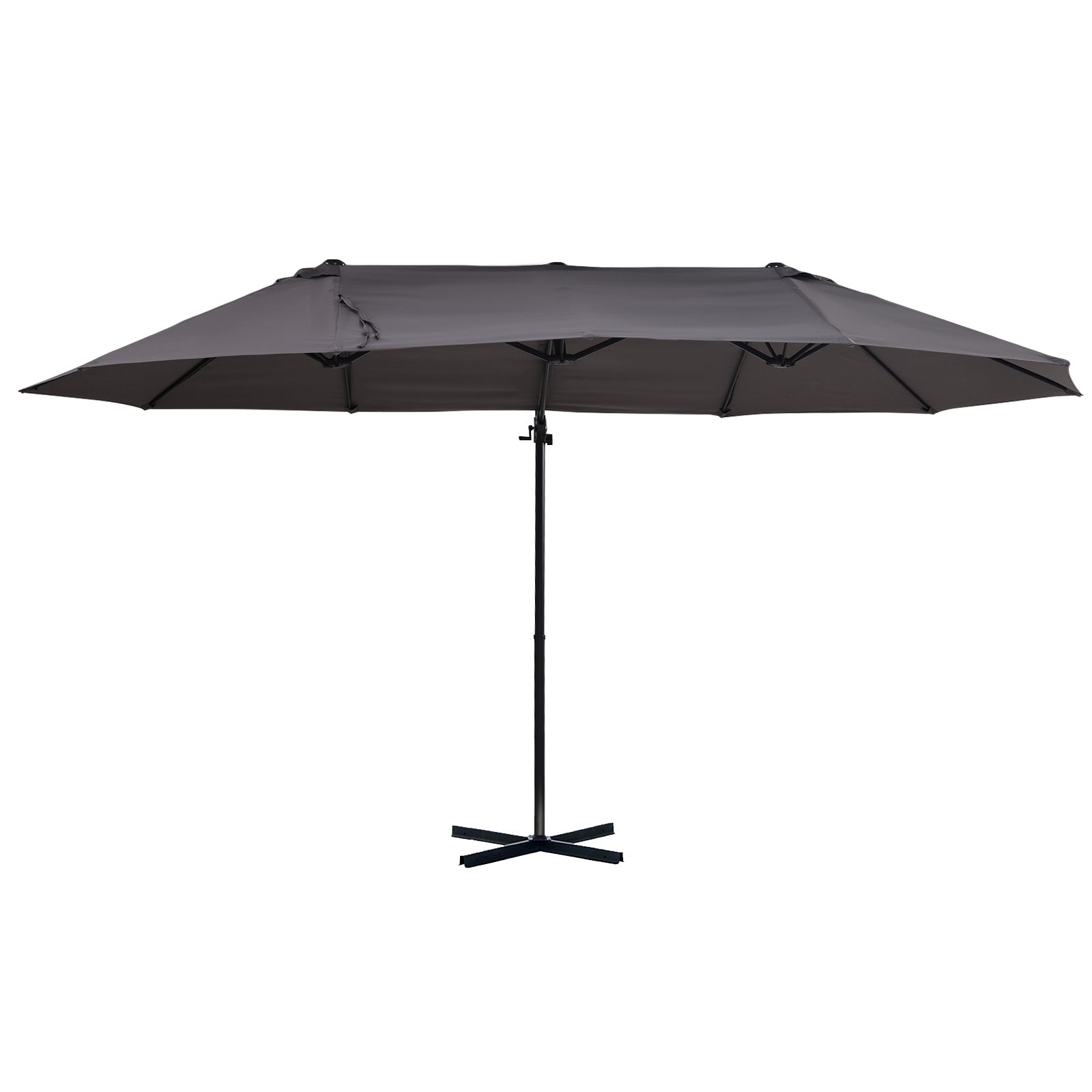 Sun Umbrella Double Sun Umbrella Oval 445x270cm Cantilever Umbrella with Crank Umbrella Stand Garden Umbrella Crank Umbrella, Market Umbrella for Garden Dark Gray