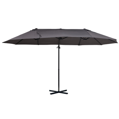 Sun Umbrella Double Sun Umbrella Oval 445x270cm Cantilever Umbrella with Crank Umbrella Stand Garden Umbrella Crank Umbrella, Market Umbrella for Garden Dark Gray