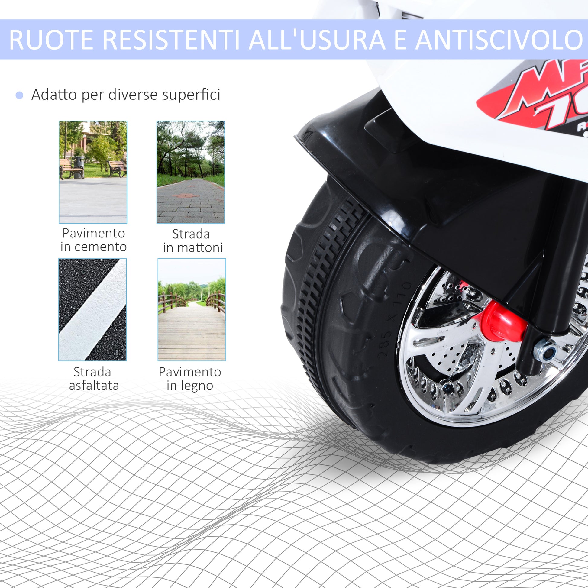 Electric Motorcycle for Kids 3-5 Years Old Electric Toy Motorcycle 3 Wheels with Music, Speed 3 km/h, Lights 112×51×72.5 cm