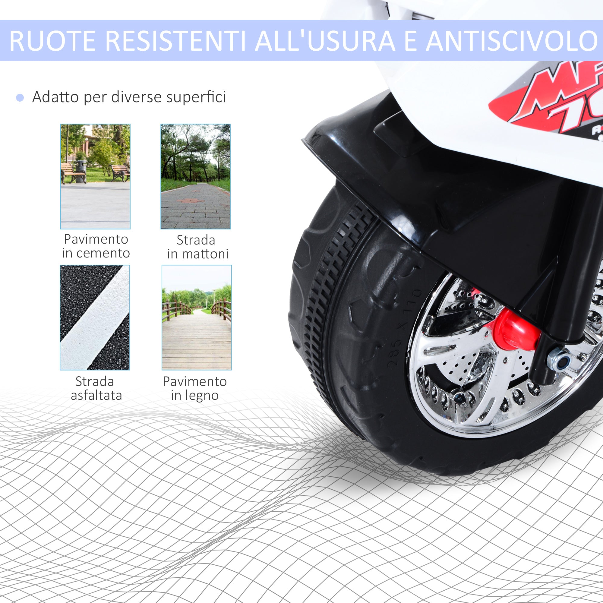 Electric Motorcycle for Kids 3-5 Years Old Electric Toy Motorcycle 3 Wheels with Music, Speed 3 km/h, Lights 112×51×72.5 cm