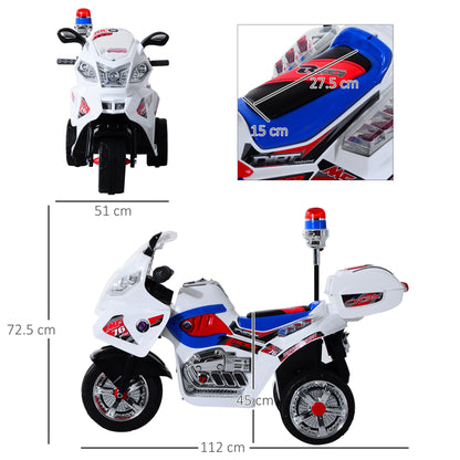 Electric Motorcycle for Kids 3-5 Years Old Electric Toy Motorcycle 3 Wheels with Music, Speed 3 km/h, Lights 112×51×72.5 cm