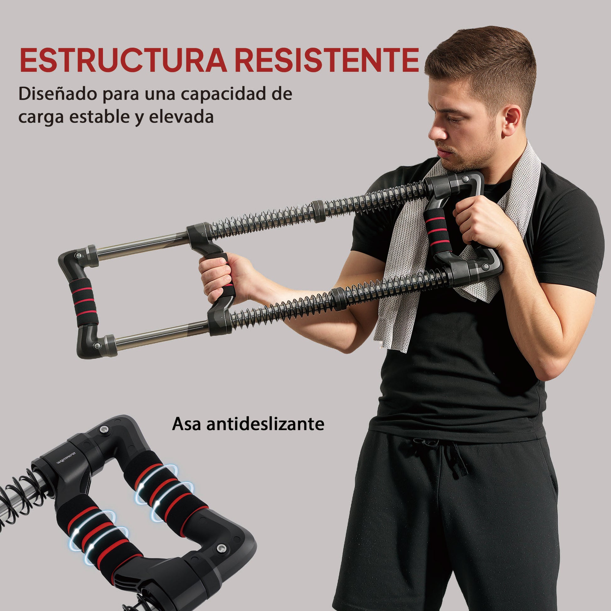SPORTNOW Chest Expander Muscle Developer Adjustable Chest Expander with Adjustable Resistance 10-50 kg for Home Office Travel Black