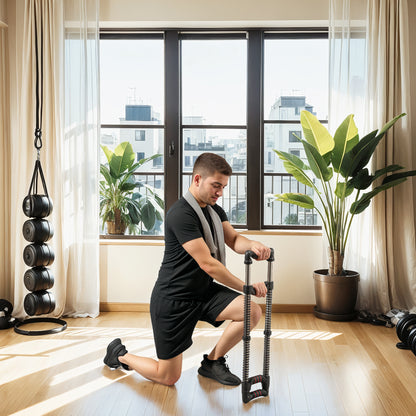 SPORTNOW Chest Expander Muscle Developer Adjustable Chest Expander with Adjustable Resistance 10-50 kg for Home Office Travel Black