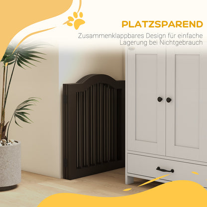 Dog Barrier Gate 3-Panel, 154.5 x 61 cm Foldable Dog Gate with Door, Door Guard Gate with 2 Support Feet, Freestanding Stair Gate for Kitchen, Hallway, Coffee