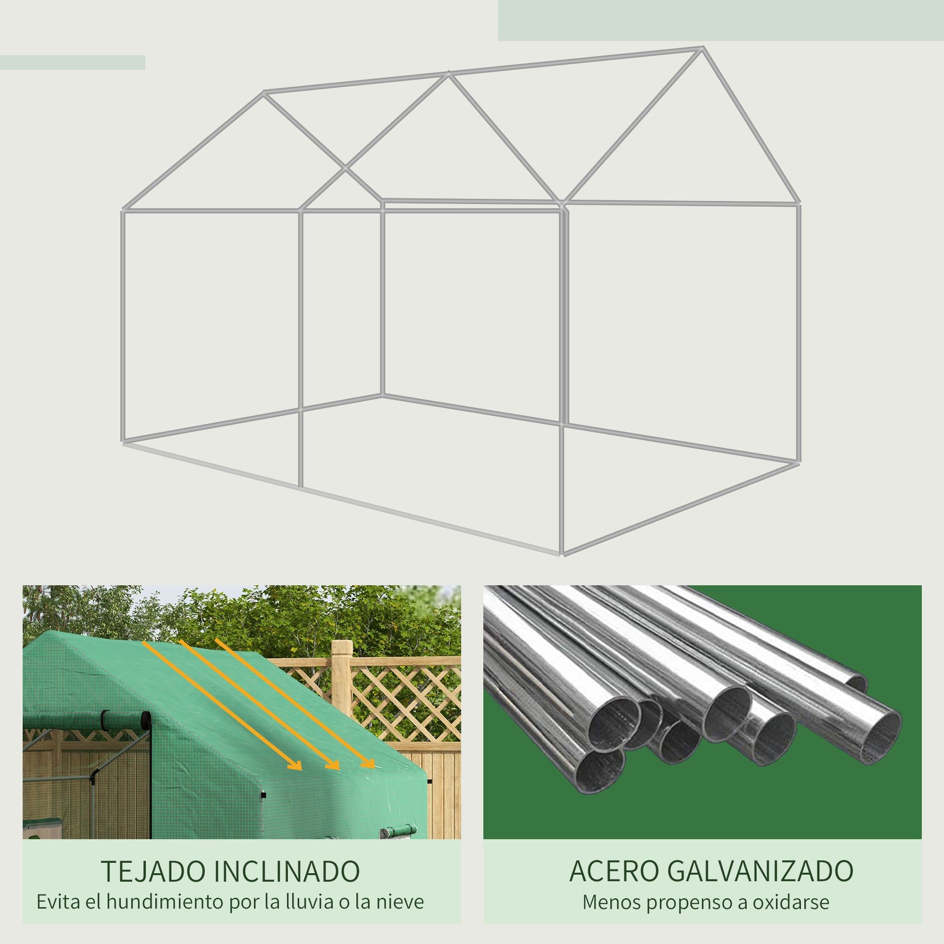 Outdoor Greenhouse 2x3x2 m Tunnel Greenhouse with 4 Mesh Windows and Zipper Door Anti-UV Garden Greenhouse for Patio Garden Terrace Green
