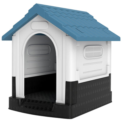 Outdoor Dog Kennel for Small and Medium-sized Dogs - 64.5 x 57 x 66 cm - white and blue
