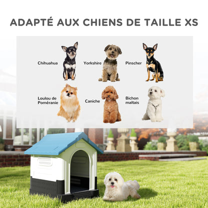 Outdoor Dog Kennel for Small and Medium-sized Dogs - 64.5 x 57 x 66 cm - white and blue