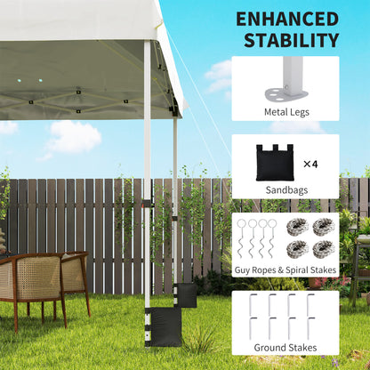 10' x 10' Waterproof Pop-Up Canopy — UV50+ Height-Adjustable Garden Gazebo with Carry Bag & Sandbags, White