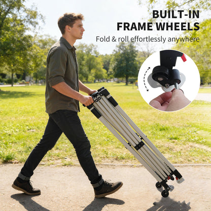 10' x 10' Waterproof Pop-Up Canopy — UV50+ Height-Adjustable Garden Gazebo with Carry Bag & Sandbags, White