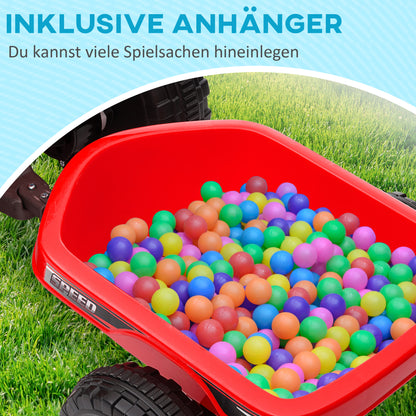 Kids Electric Quad 6V Kid's Quad, Kids Vehicle, Electric Car with Trailer for Kids 1.5-3 years, 2.5 km/h, Metal, 106 x 41.5 x 48.5 cm, Red