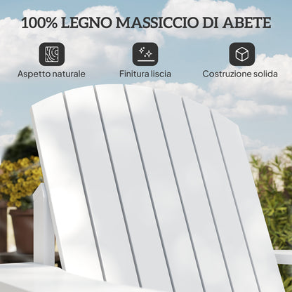 White Wood Adirondack Garden Chair, With Cup Holder, Waterproof and Anti-Mold, 97x72.5x93cm