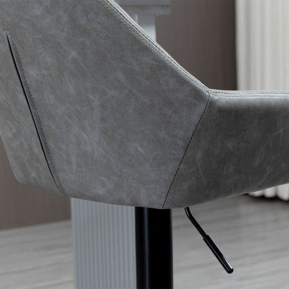 Set of 2 bar stools, modern bar chairs with backrest and footrest, adjustable and 360° swivel high kitchen chair, steel frame, for kitchen, counter, gray