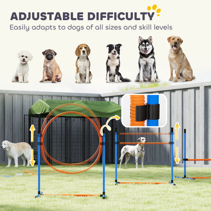 11-Piece Dog Agility Set — Adjustable Jumps, 2 Tunnels, Hoop, Weave Poles & Carry Bag