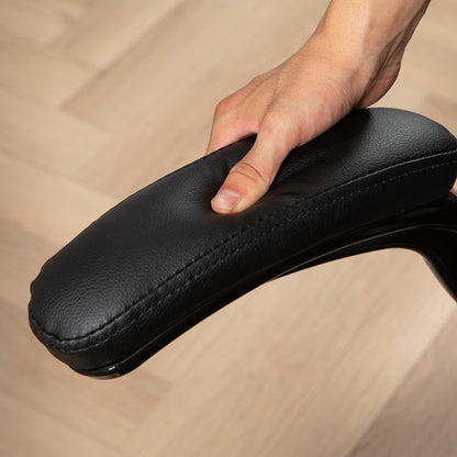 Office Chair, Ergonomic Desk Chair with Foldable Armrest, Height-Adjustable Swivel Chair with Rocking Function, Faux Leather, Padded Computer Chair, Executive Chair, Black