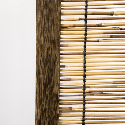 4-Panel Folding Room Divider 63"L x 0.7"W x 67"H Rustic Style Wooden and Reed Room Separator for Office Bedroom Living Room Natural