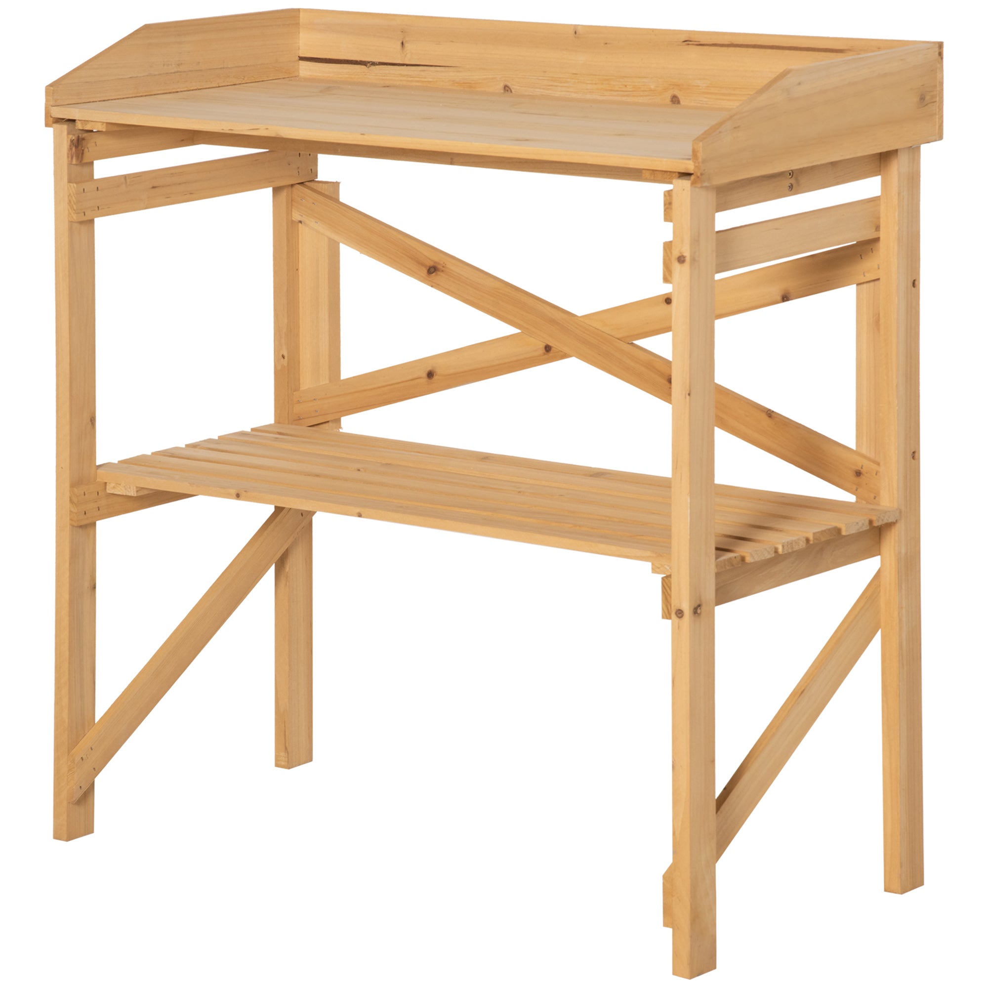 Plant Table with Shelf Flower Table Gardening Table Garden Wood Light Brown 80 x 40 x 84 cm