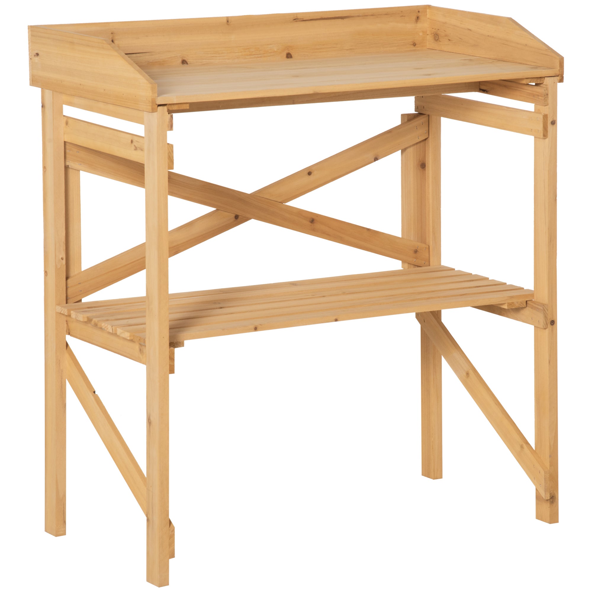 Plant Table with Shelf Flower Table Gardening Table Garden Wood Light Brown 80 x 40 x 84 cm