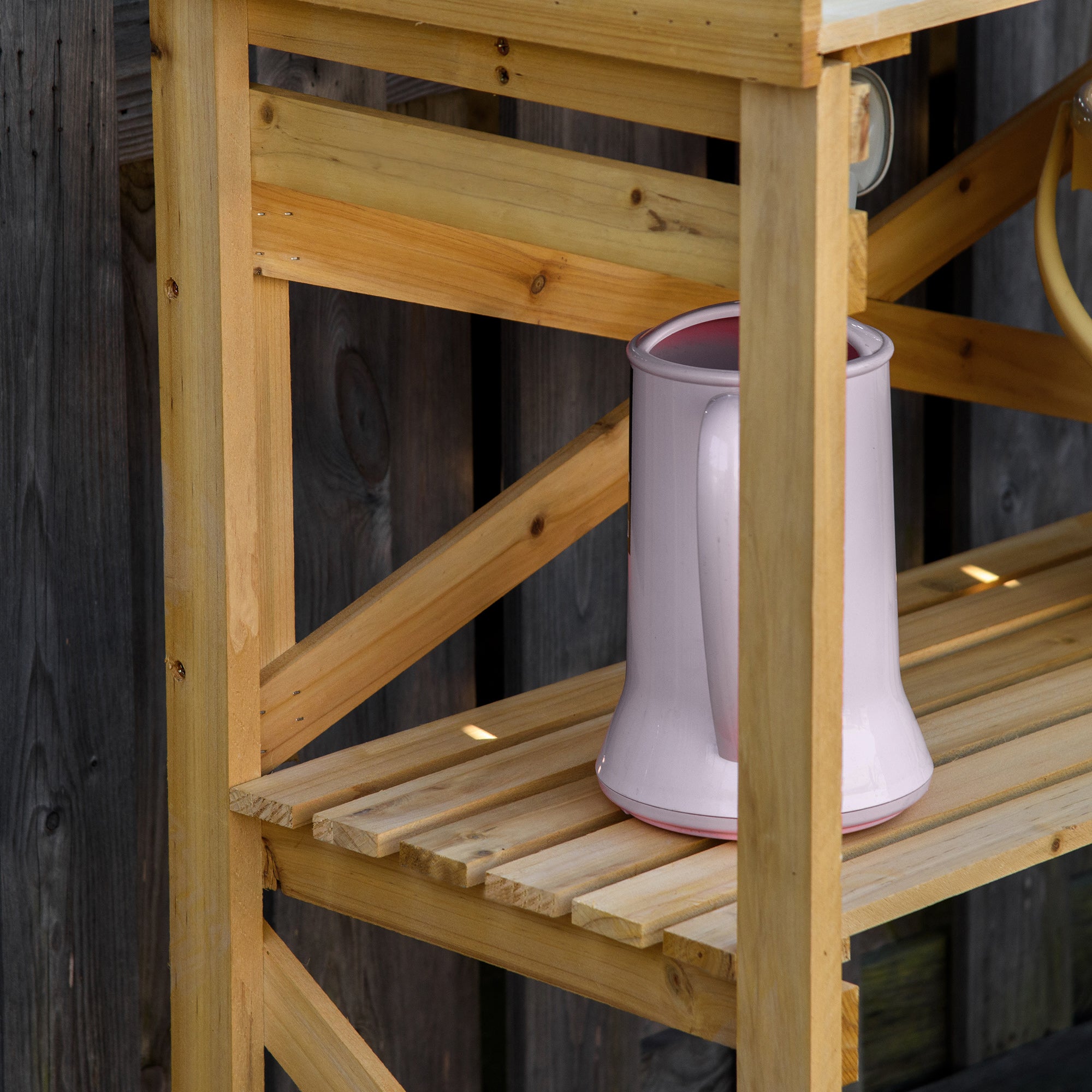 Plant Table with Shelf Flower Table Gardening Table Garden Wood Light Brown 80 x 40 x 84 cm