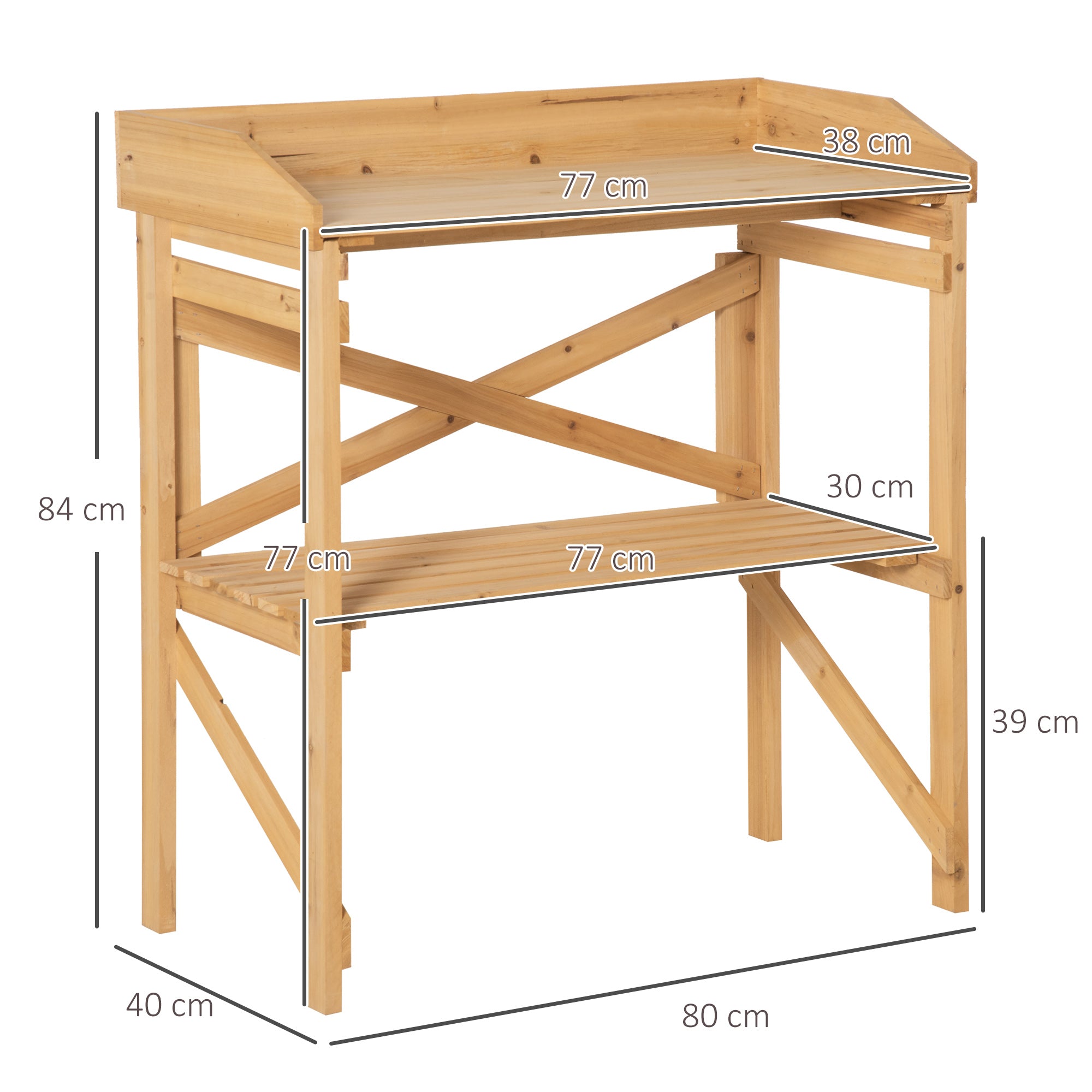 Plant Table with Shelf Flower Table Gardening Table Garden Wood Light Brown 80 x 40 x 84 cm