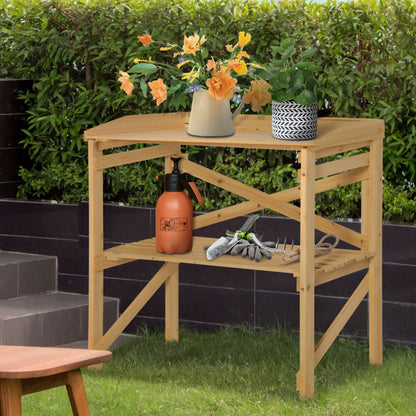 Plant Table with Shelf Flower Table Gardening Table Garden Wood Light Brown 80 x 40 x 84 cm