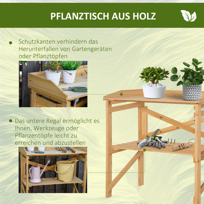 Plant Table with Shelf Flower Table Gardening Table Garden Wood Light Brown 80 x 40 x 84 cm