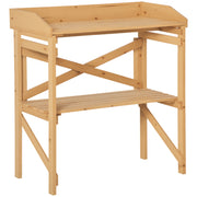 Plant Table with Shelf Flower Table Gardening Table Garden Wood Light Brown 80 x 40 x 84 cm