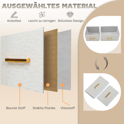 Chest of Drawers Sideboard with 9 Fabric Drawers, Drawer Cabinet with Worktop, Handle, Storage Cabinet for Living Room, Bedroom, Cream White