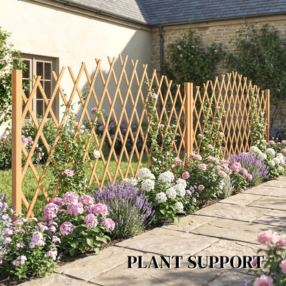 2-Piece Expandable Scissor Trellis with Feet, Freestanding Folding Garden Screen & Plant Support, Pine Wood, 71 x 12 x 40.6 in (180 x 30 x 103 cm) - Brown