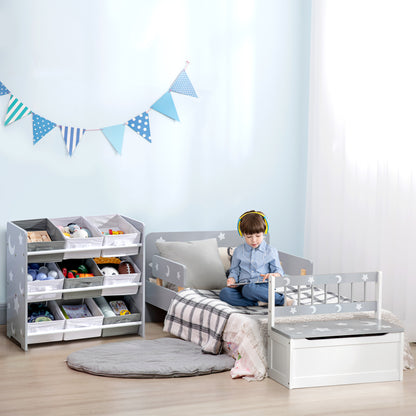 ZONEKIZ Children's Shelf with 9 Removable Non-woven Fabric Boxes Toy Organizer for Bedroom Nursery 63x30x60 cm Gray