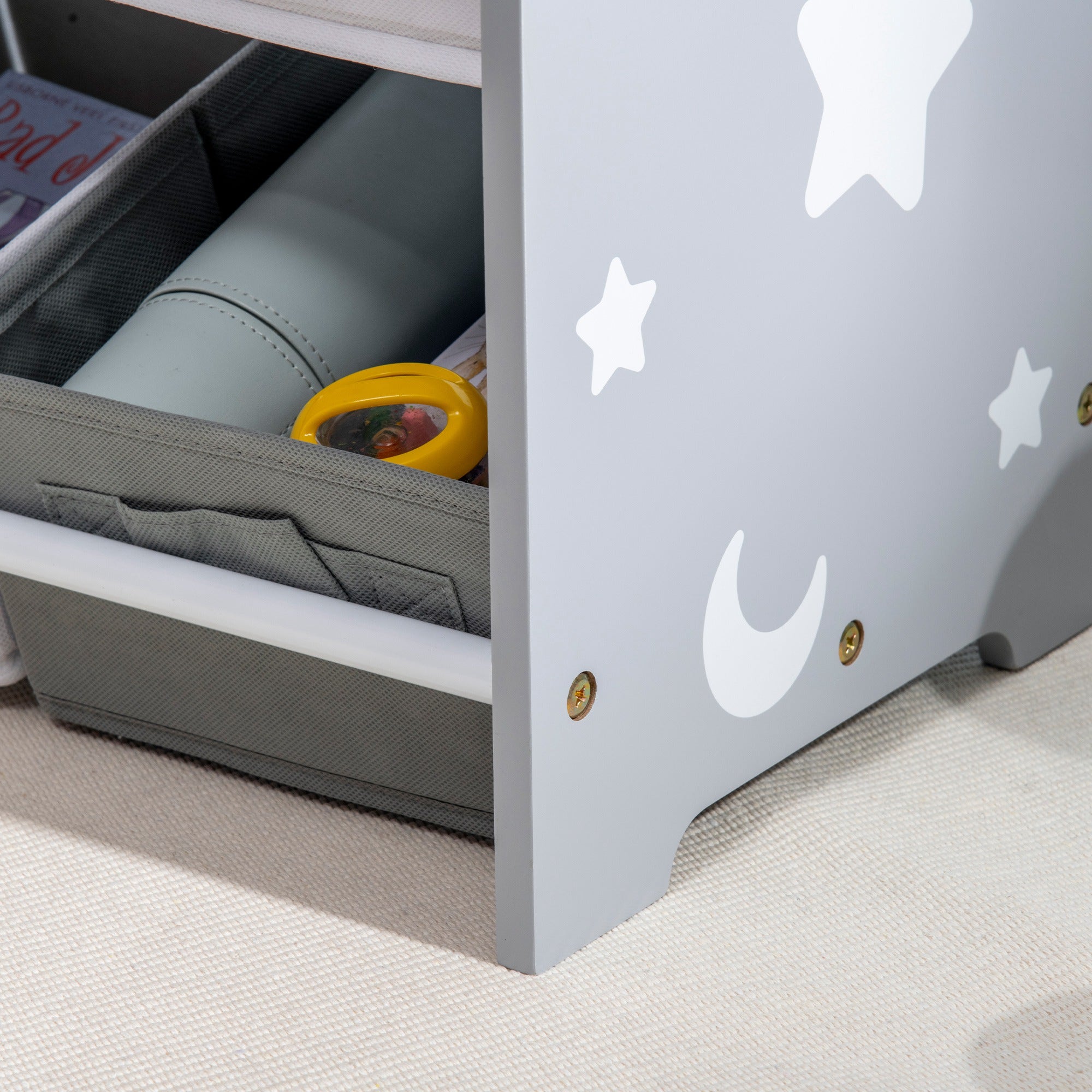 ZONEKIZ Children's Shelf with 9 Removable Non-woven Fabric Boxes Toy Organizer for Bedroom Nursery 63x30x60 cm Gray