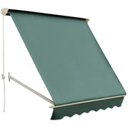 Manual Retractable Aluminum Awning Outdoor Awning Balcony Awning Adjustable Angle Waterproof Anti-UV Polyester Fabric 180x70cm Green