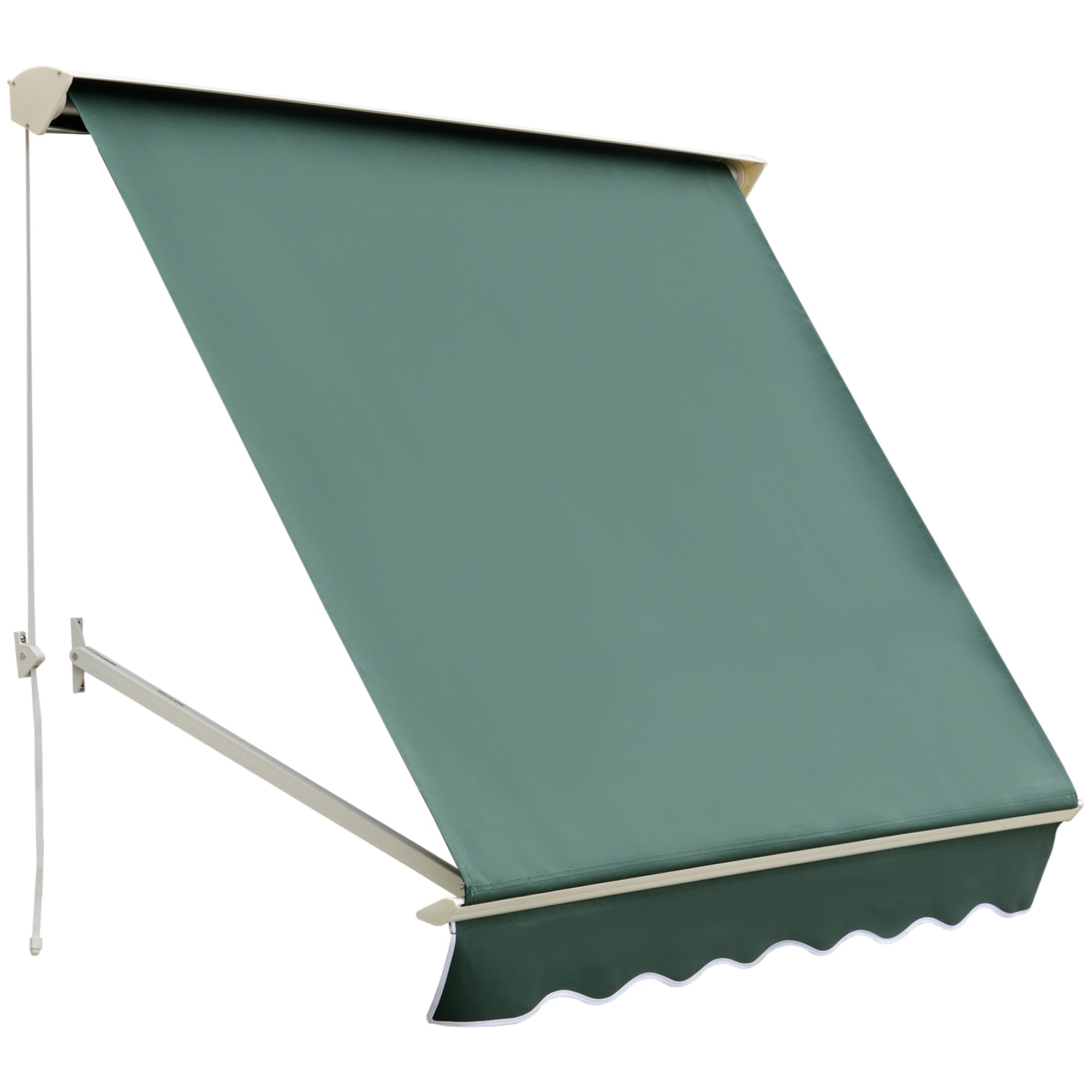 Manual Retractable Aluminum Awning Outdoor Awning Balcony Awning Adjustable Angle Waterproof Anti-UV Polyester Fabric 180x70cm Green