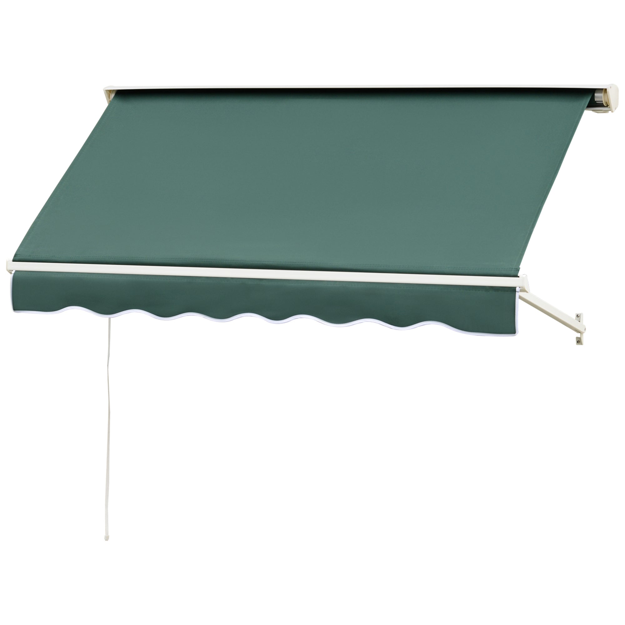 Manual Retractable Aluminum Awning Outdoor Awning Balcony Awning Adjustable Angle Waterproof Anti-UV Polyester Fabric 180x70cm Green