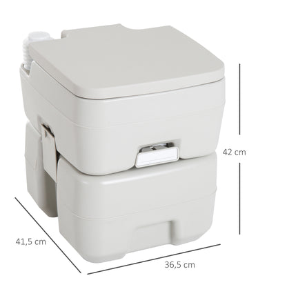 Portable Chemical Toilet Mobile Bathroom WC 20L with Removable Wastewater Tank and Water Tank for Camping Travel Elderly Caravan Boat with Flush Load 147 kg 41.5x36.5x42 cm HDPE